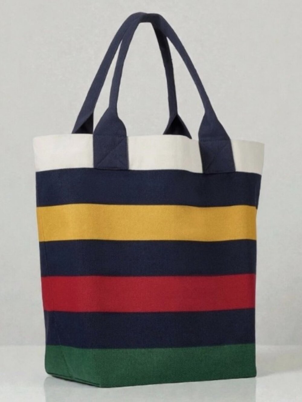 Hudson's Bay Company multi-stripe canvas tote bag navy women's NWT